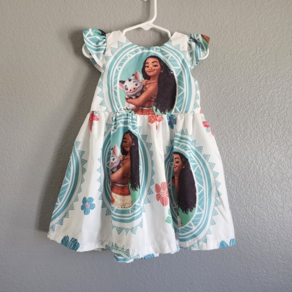 Handmade Girls' Flutter Sleeve Dress – Monana Fabric, A-Line, Unbranded 3T-4T